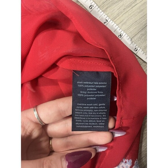 Tommy Hilfiger Women's Floral Blouse Red and Blue Large - Picture 7 of 7